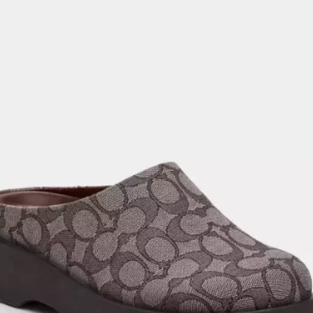 Coach Signature Jacquard Slip-On Clog Mule in Gray